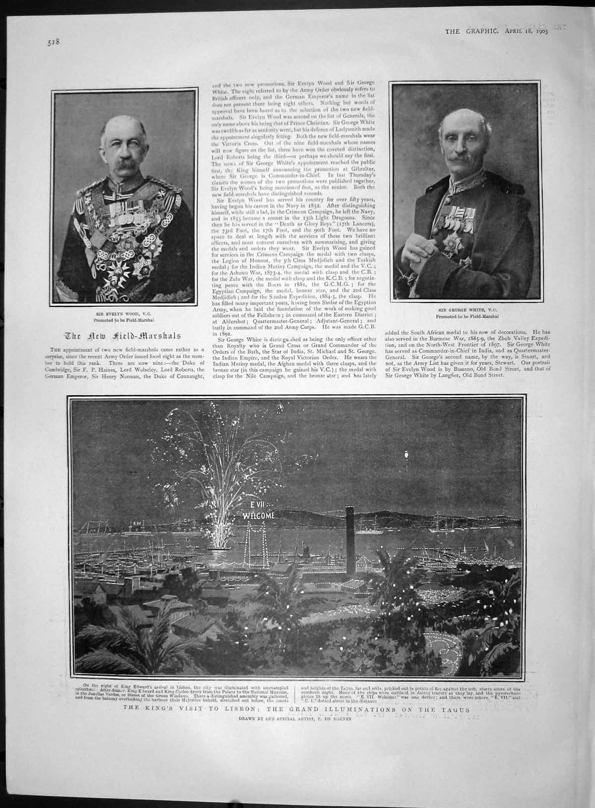 Old Antique Print 1903 King Edward Lisbon Wood White Africa Limpopo River 20th