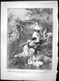 Original Old Antique Print 1903 Hungary Easter Custom Ewing Fisher Lawson Ching