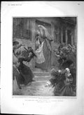 Original Old Antique Print 1903 Illustration Story Long Night Holy Book Refuge
