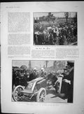Old Antique Print 1903 Jarrott Car Paris Motor Race Renault Danube Boats 20th