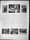 Original Old Antique Print 1903 Training London Fire Brigade Firemen Dormitory