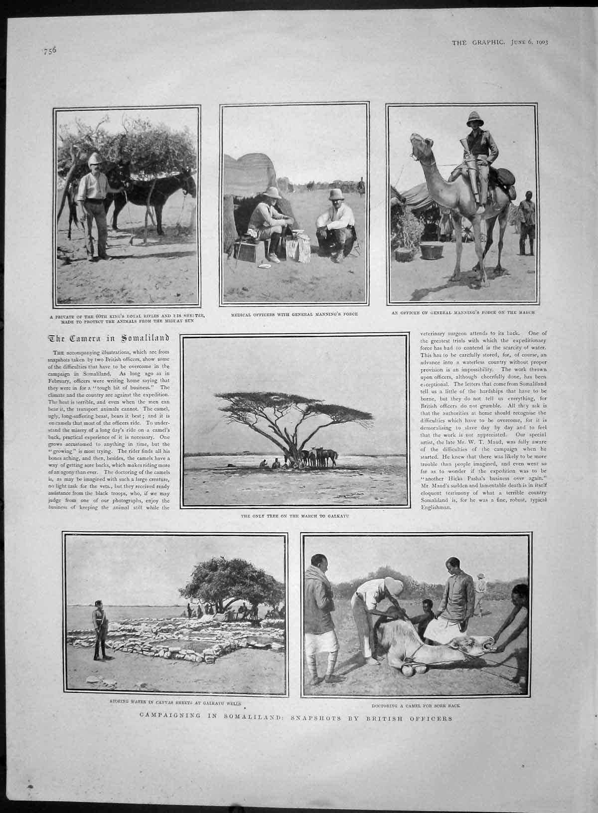 Original Old Antique Print 1903 Somaliland Manning Galkayu America Cup Reliance