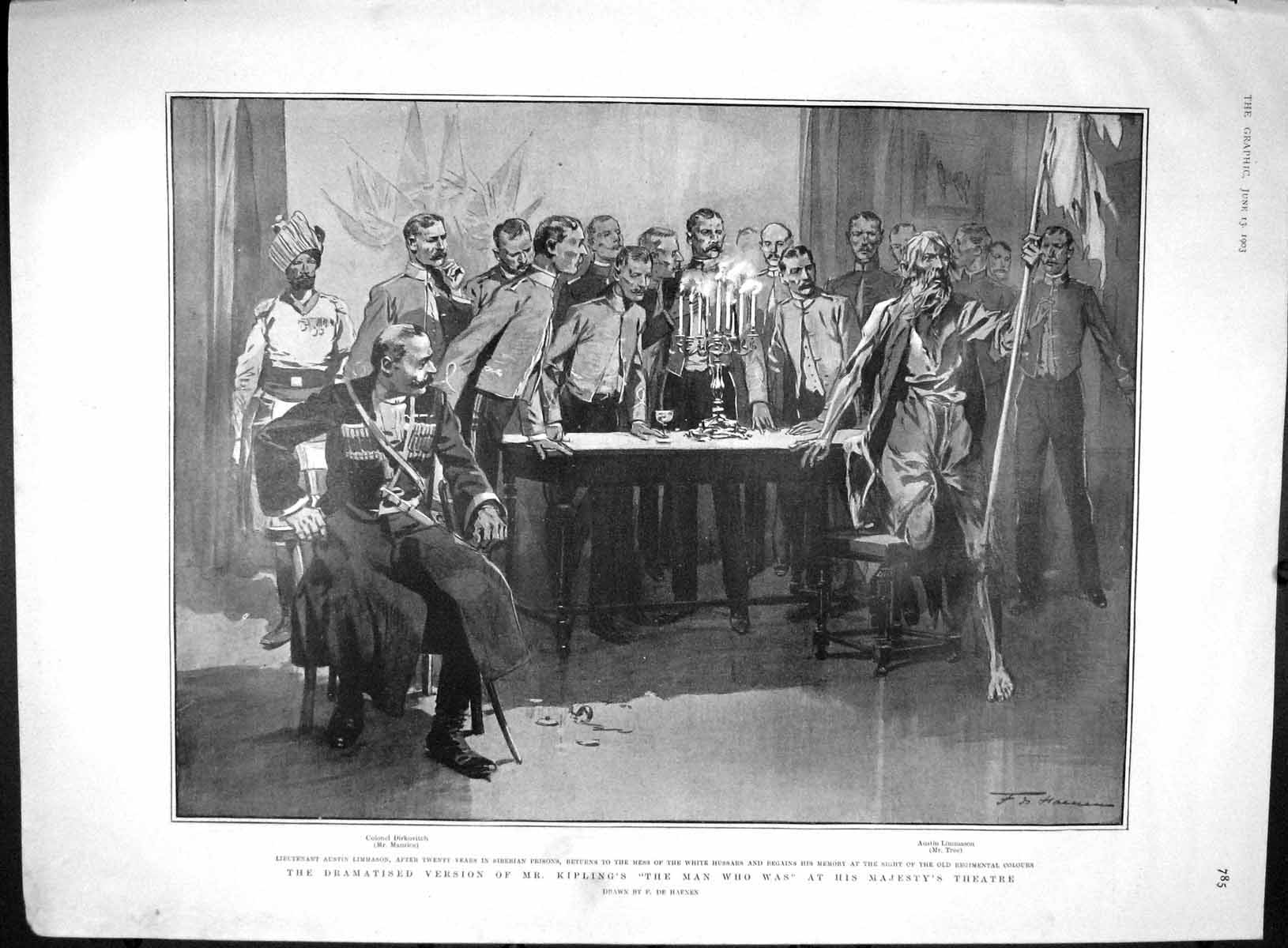 Original Old Antique Print 1903 Majesty Theatre Kipling GBoer Transvaal Africa
