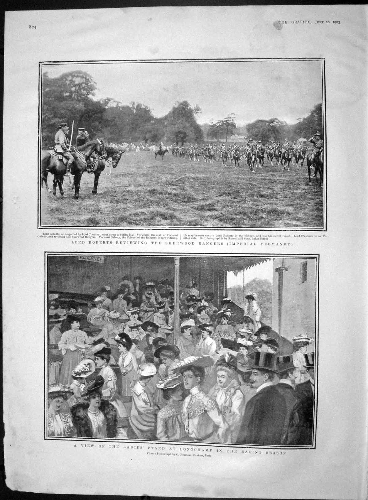 Old Antique Print 1903 Lord Roberts Sherwood Longchamp Hading Hannay Marc 20th