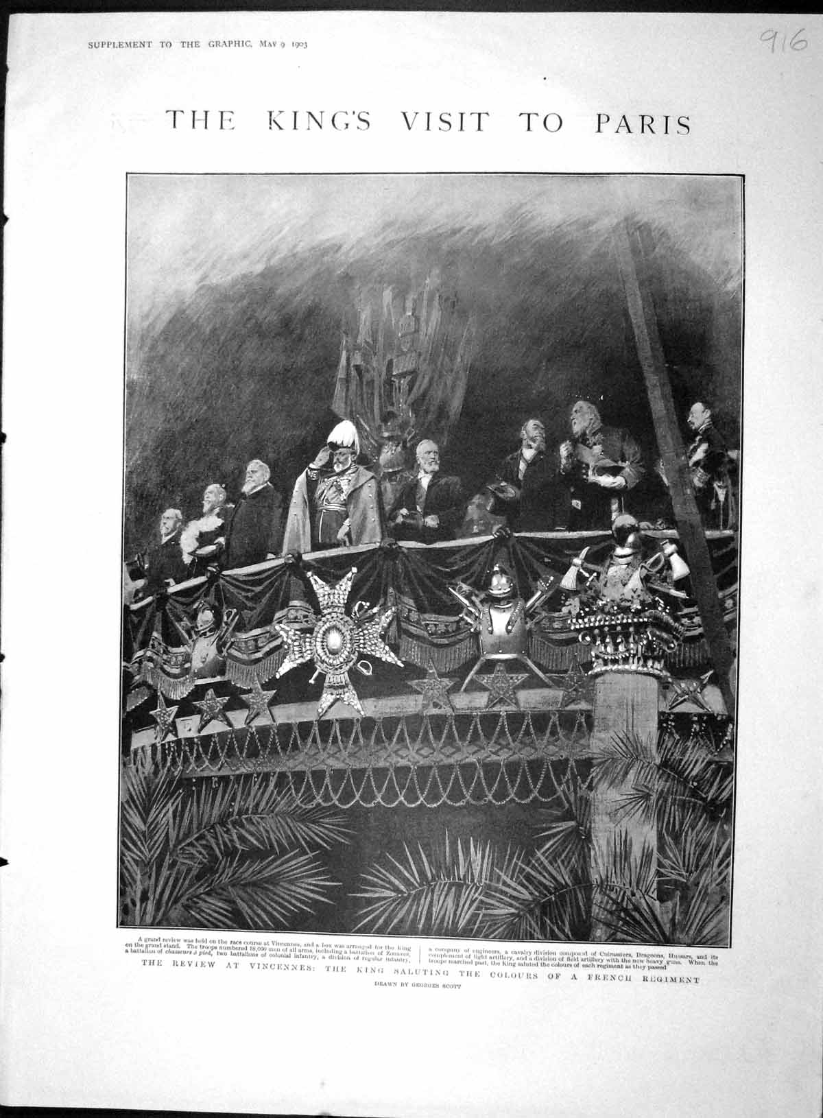 Old Antique Print 1903 King Edward Paris Vincennes Lonchamp Horse Racing 20th