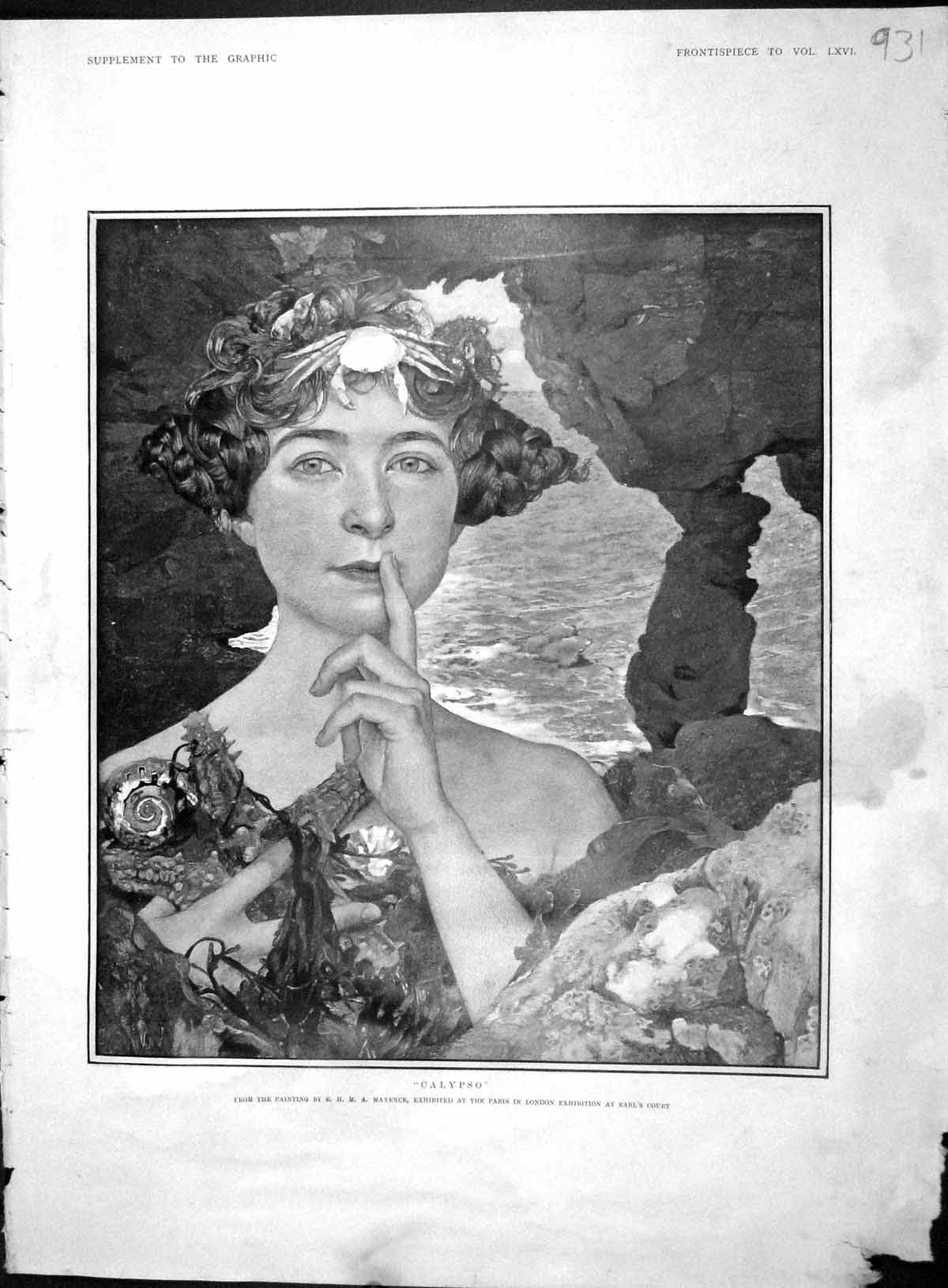 Original Old Antique Print 1903 Portrait Calypso Beautiful Woman Lady 20th