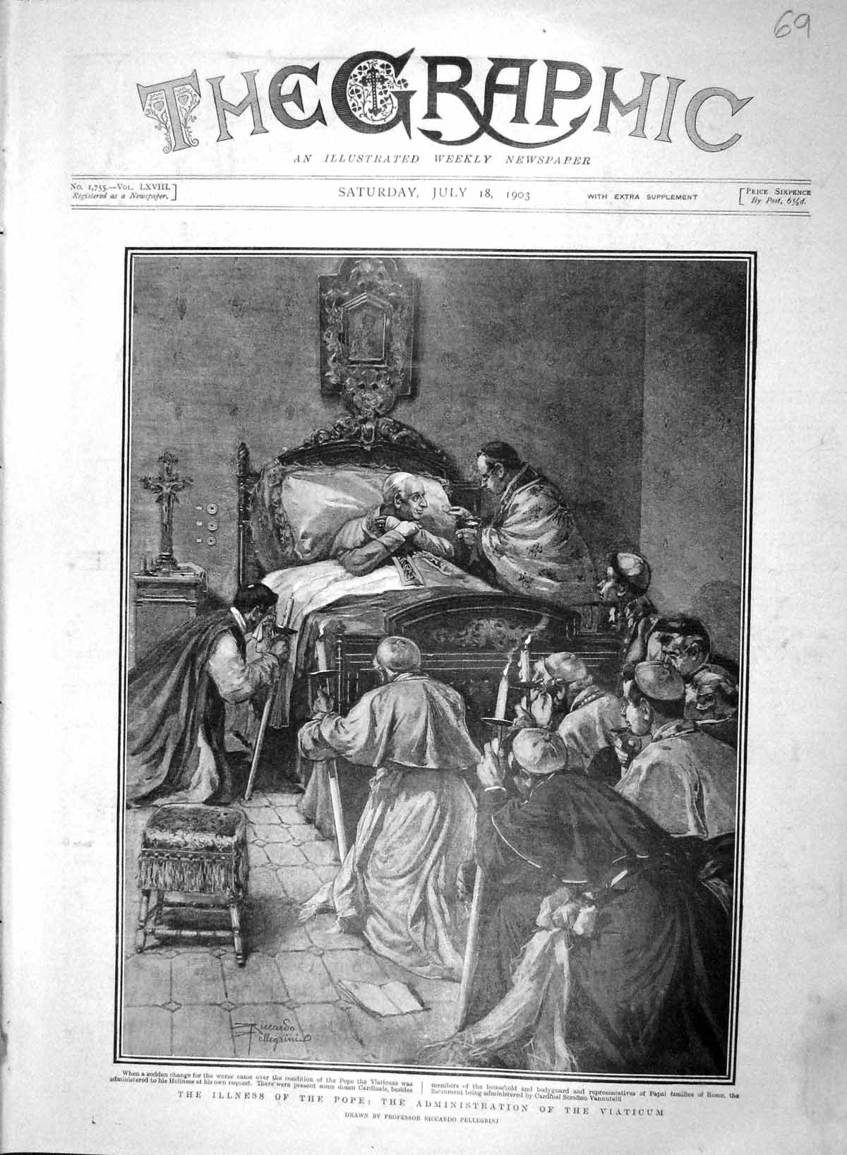 Old Antique Print 1903 Illness Pope Administration Vaticum Cardinal Rome 20th