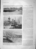Original Old Antique Print 1903 Riots Valparaiso Ship Kearsarge Railway Buenos