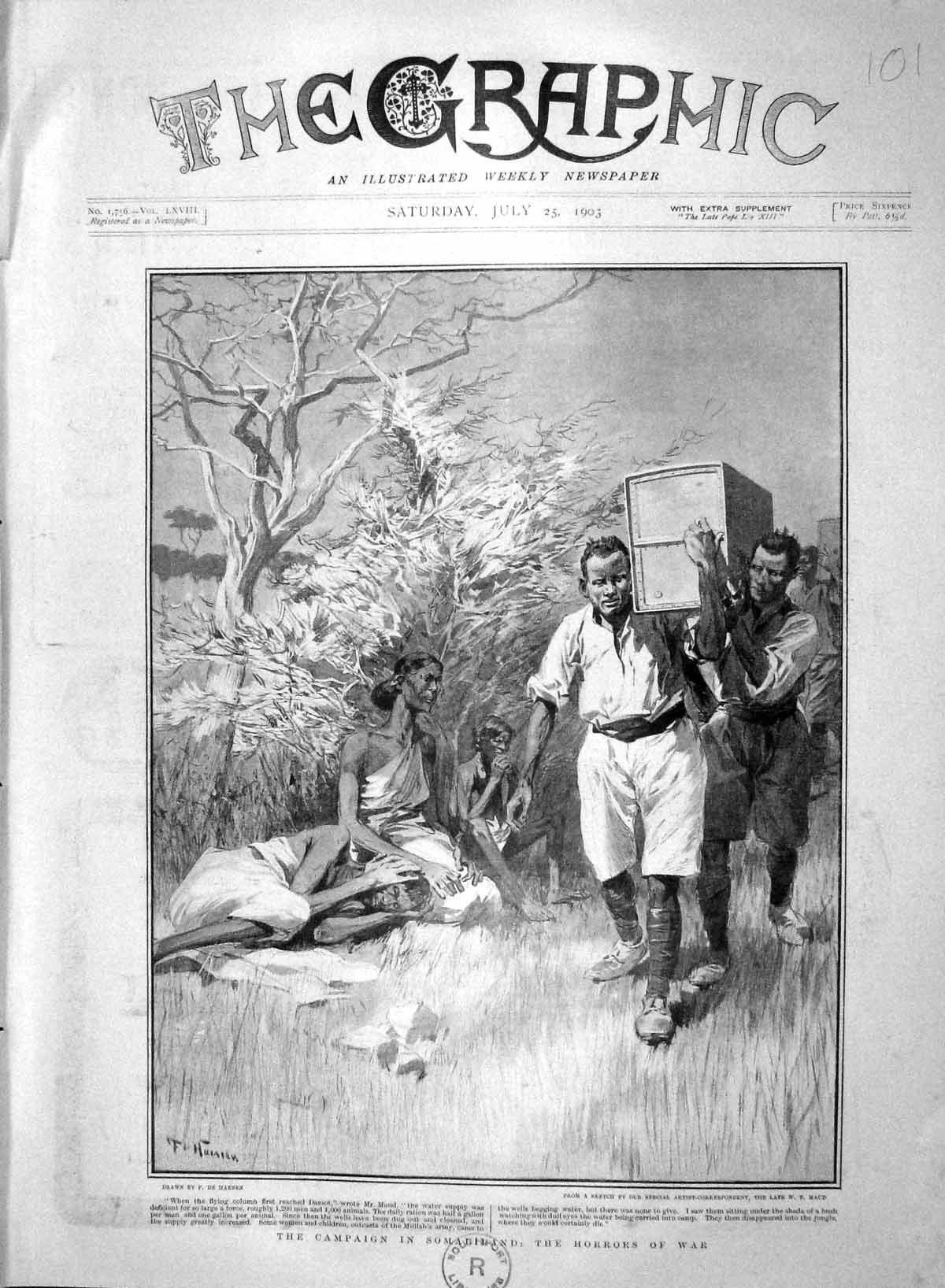 Original Old Antique Print 1903 Campaign Somaliland Mullah War Starving People