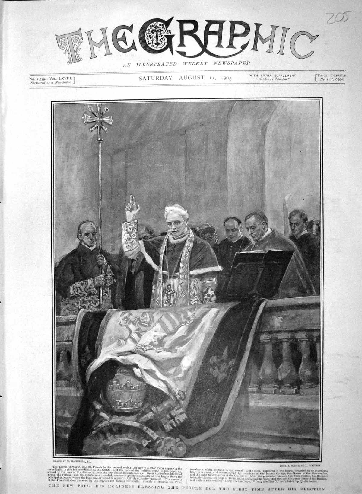Old Antique Print 1903 Holiness Pope St. Peters Blessing People Vatican 20th