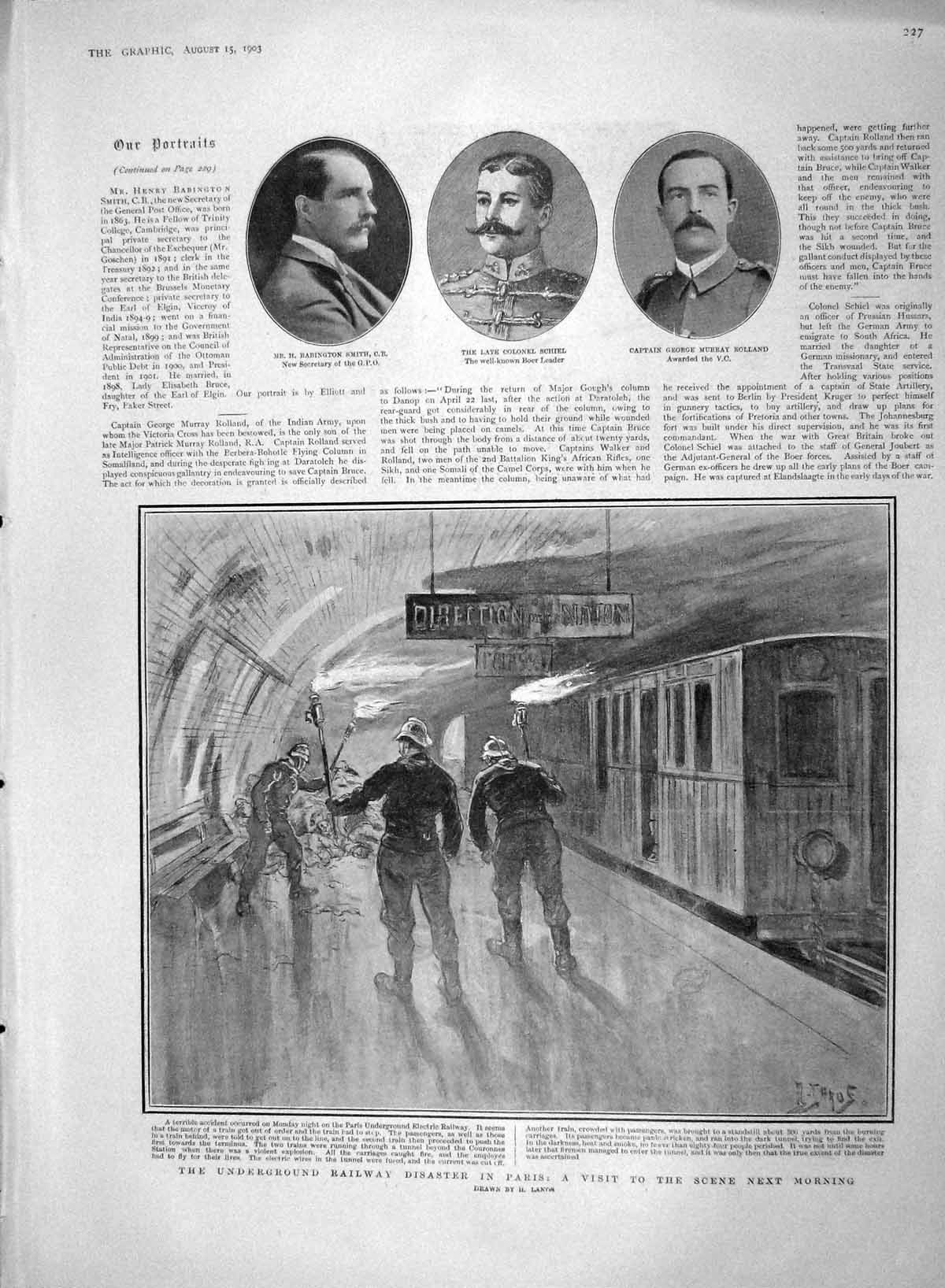 Original Old Antique Print 1903 Smith Schiel Rolland Underground Railway Paris