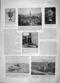 Old Antique Print 1903 Boat Race Cowes Africa Walking Race Cathedral Men 20th