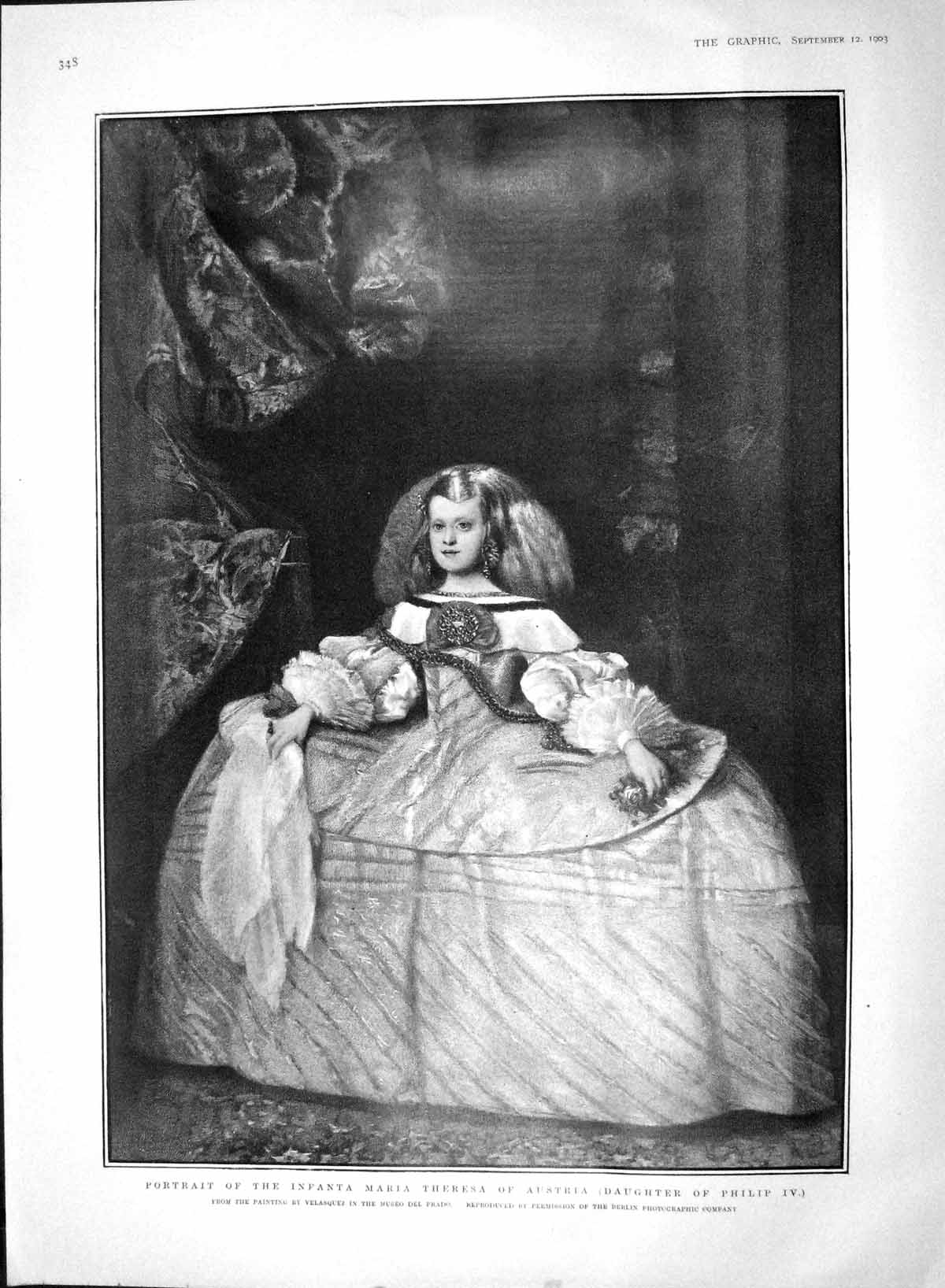 Old Antique Print 1903 Portrait Maria Theresa Austria Daughter Philip Iv 20th