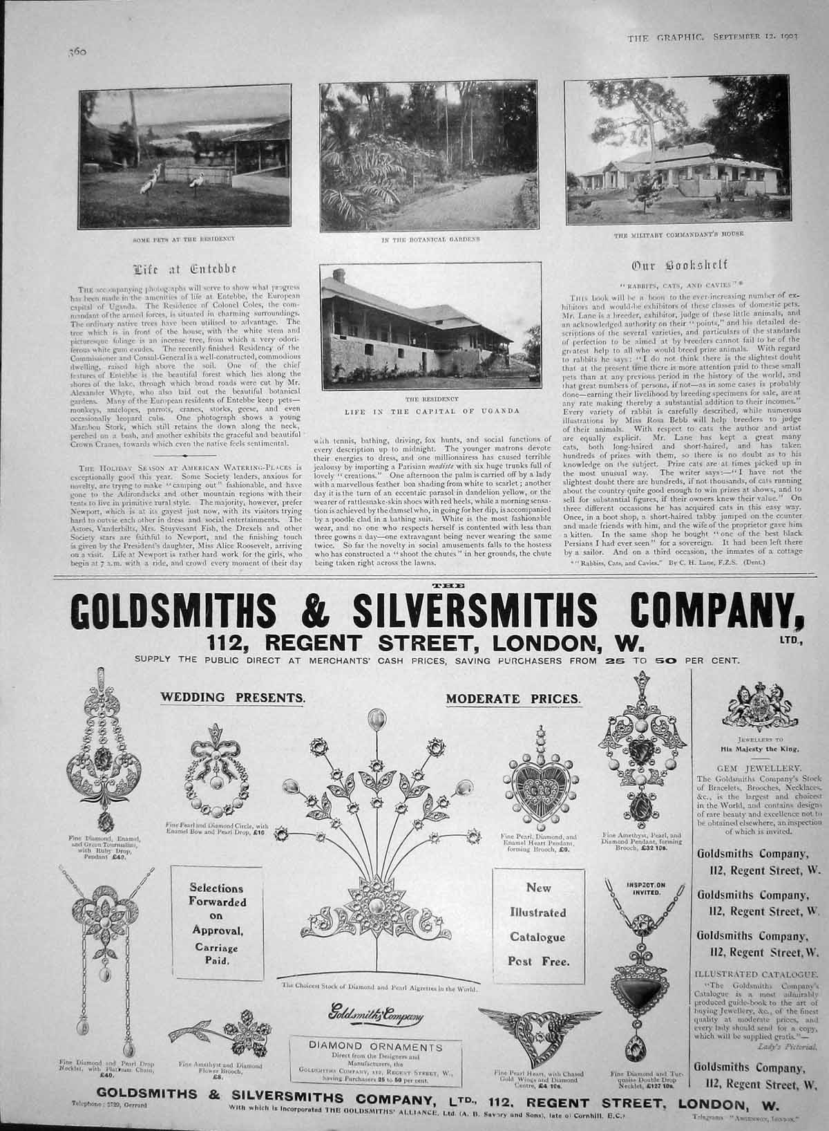 Original Old Antique Print 1903 Uganda Botanical Gardens Gsmith Silversmith