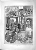Original Old Antique Print 1903 Dreadnought Hospital Greenwich Sick Seamen 20th