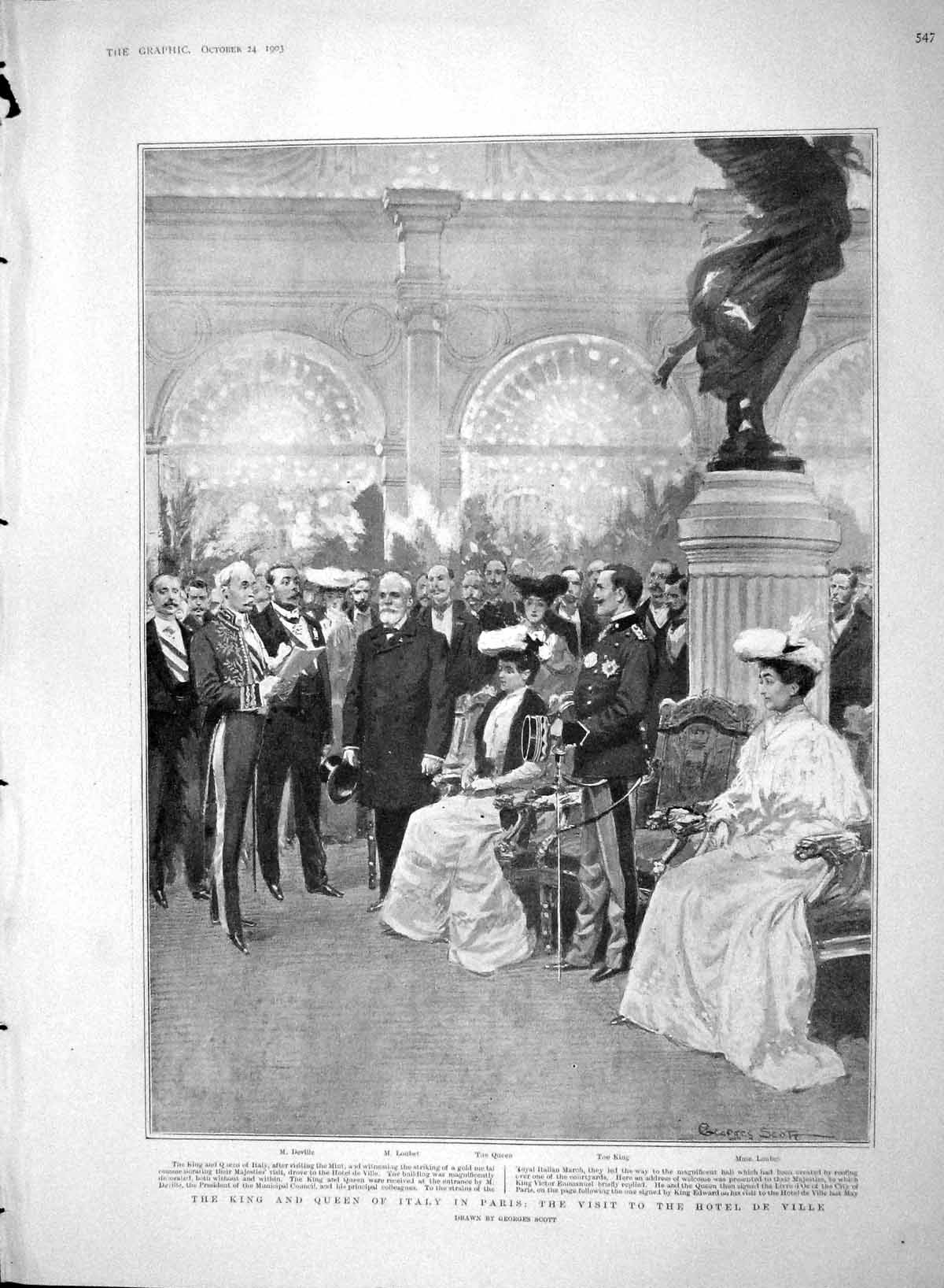 Old Antique Print 1903 King Italy Paris Loubet Deville War Bulgaria Sofia 20th
