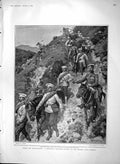 Original Old Antique Print 1903 Bulgarian Mountain Battery Samakov Siers War