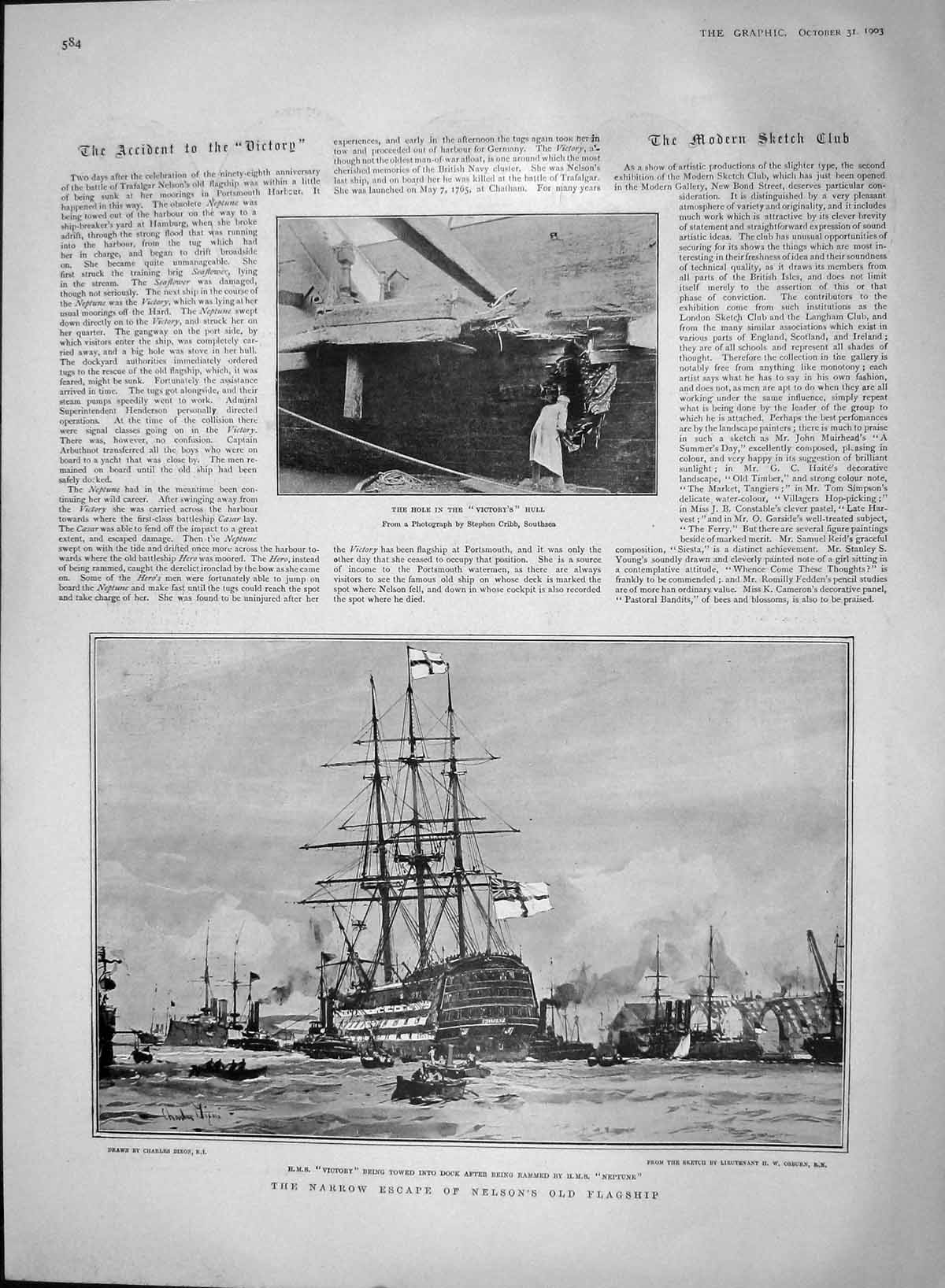 Old Antique Print 1903 Nelson Ship Victory Neptune Lecky Duffey Adams Fox 20th