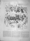 Original Old Antique Print 1903 Walking Craze Paris Champs Elysees France Sport