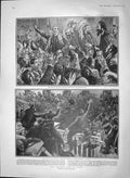 Original Old Antique Print 1903 Labour Riots Paris France Guards Police Guesde