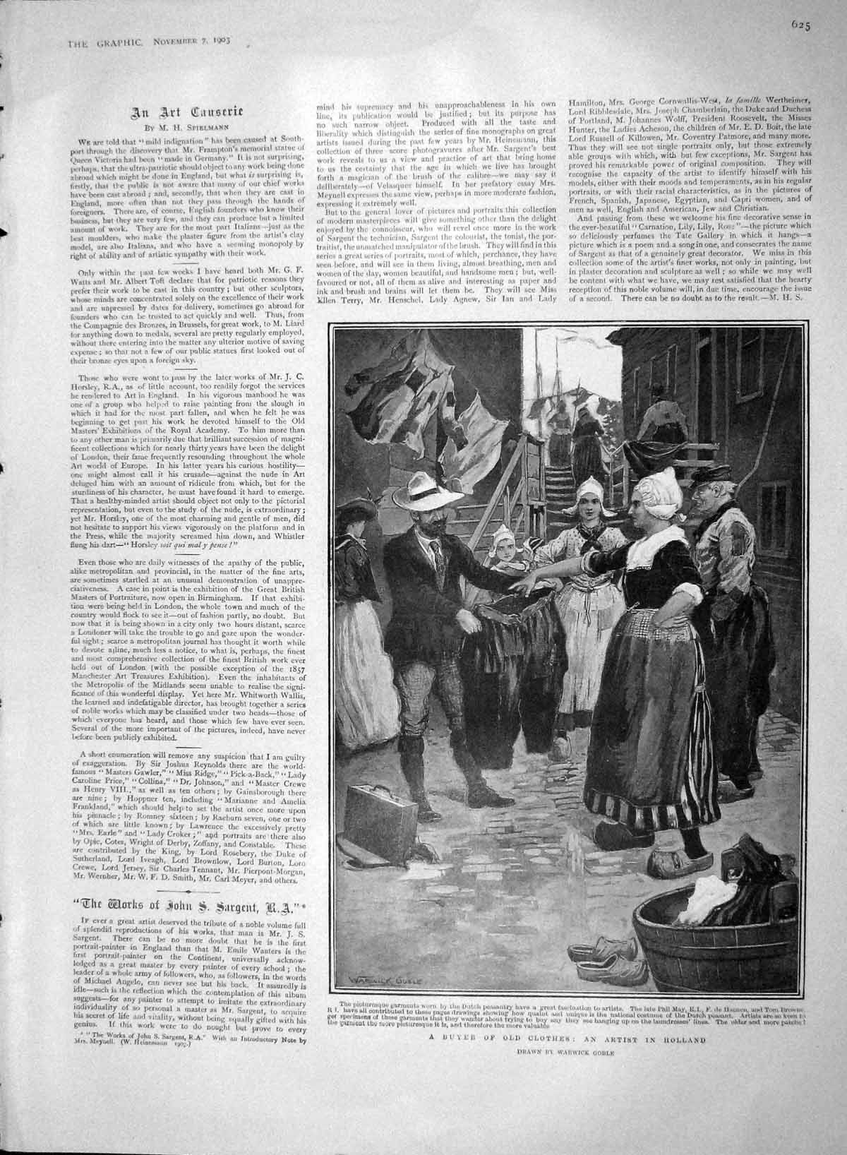 Original Old Antique Print 1903 Buyer Clothes Artist Holland Dutch Peasantry