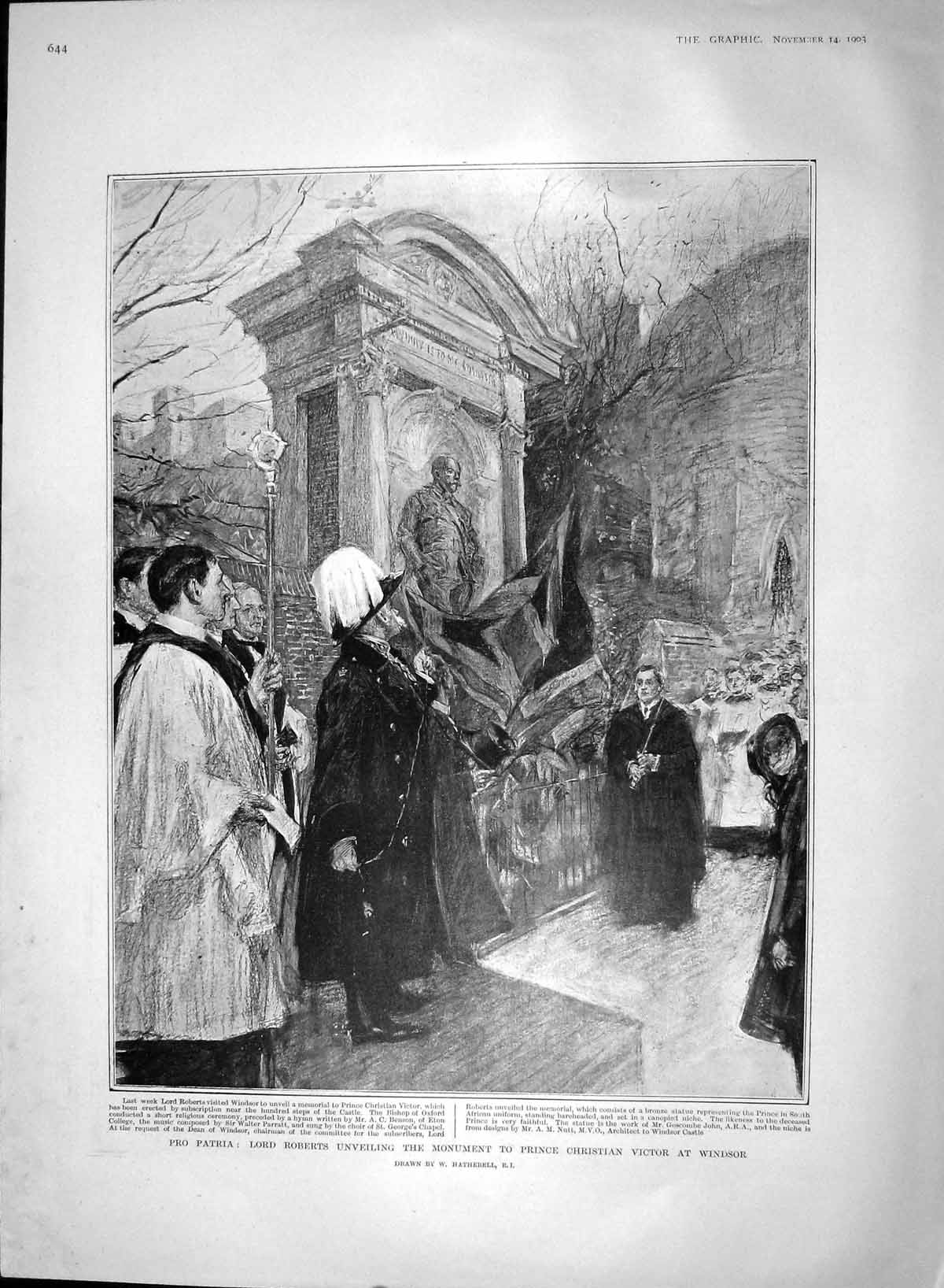 Original Old Antique Print 1903 Pro Patria Lord Roberts Monument Prince Victor