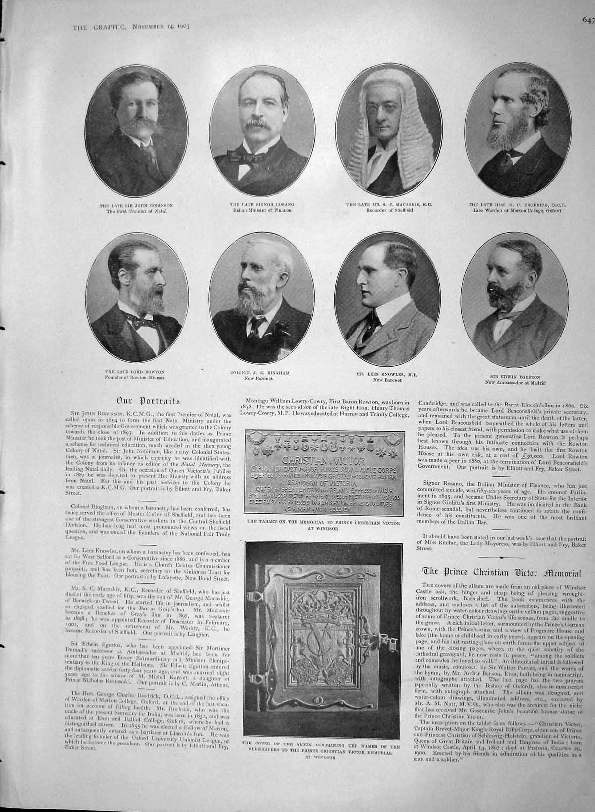 Original Old Antique Print 1903 Rosano Bingham Rowton Knowles Floors Canterbury