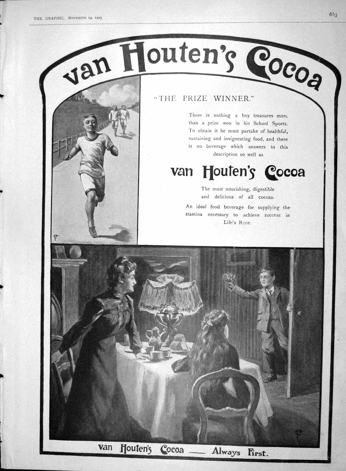Old Print Ref.139 1903 Advertisement Van Houten Cocoa Drinking Chocolate
