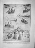 Original Old Antique Print 1903 Andaman Islands Brown Fishing River Boat Sport