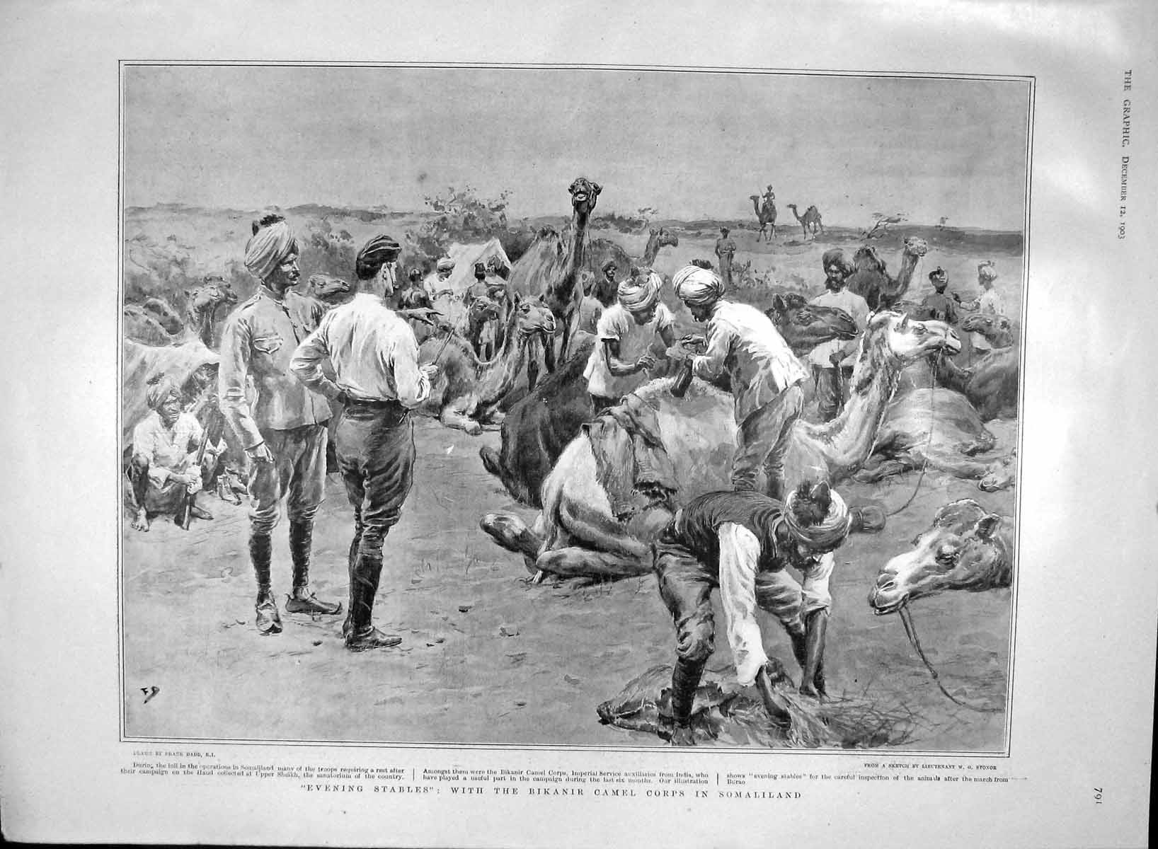 Old Antique Print 1903 Bikanir Camel Corps Somaliland Balloon Aldershot 20th