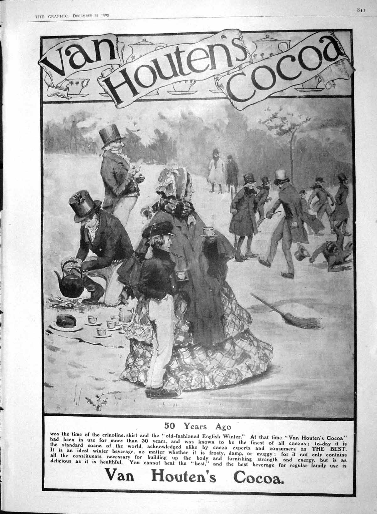 Old Print Ref.140 1903 Advertisement Van Houten Cocoa Drinking Chocolate