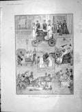 Original Old Antique Print 1903 Lady Travellers New York America Cowboys Car
