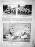Old Antique Print 1903 Kaiser Ship Hohenzollern Konak Palace Floods Louis 20th