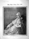 Original Old Antique Print 1903 Portrait Holiness Pope Leo Xiii Vatican Palace