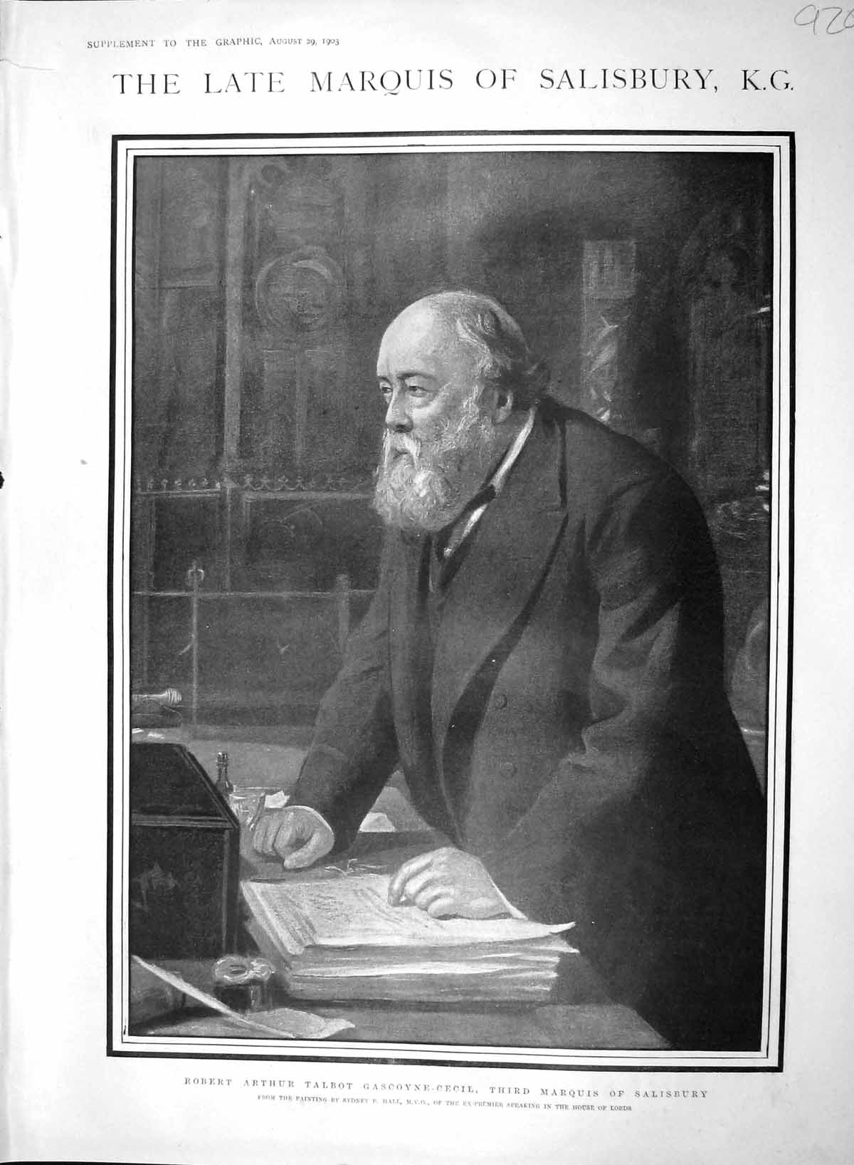 Original Old Antique Print 1903 Robert Talbot Gascoyne-Cecil Marquis Salisbury