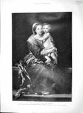 Original Old Antique Print 1903 Portrait Madonna Rosary Museo Del Prado 20th