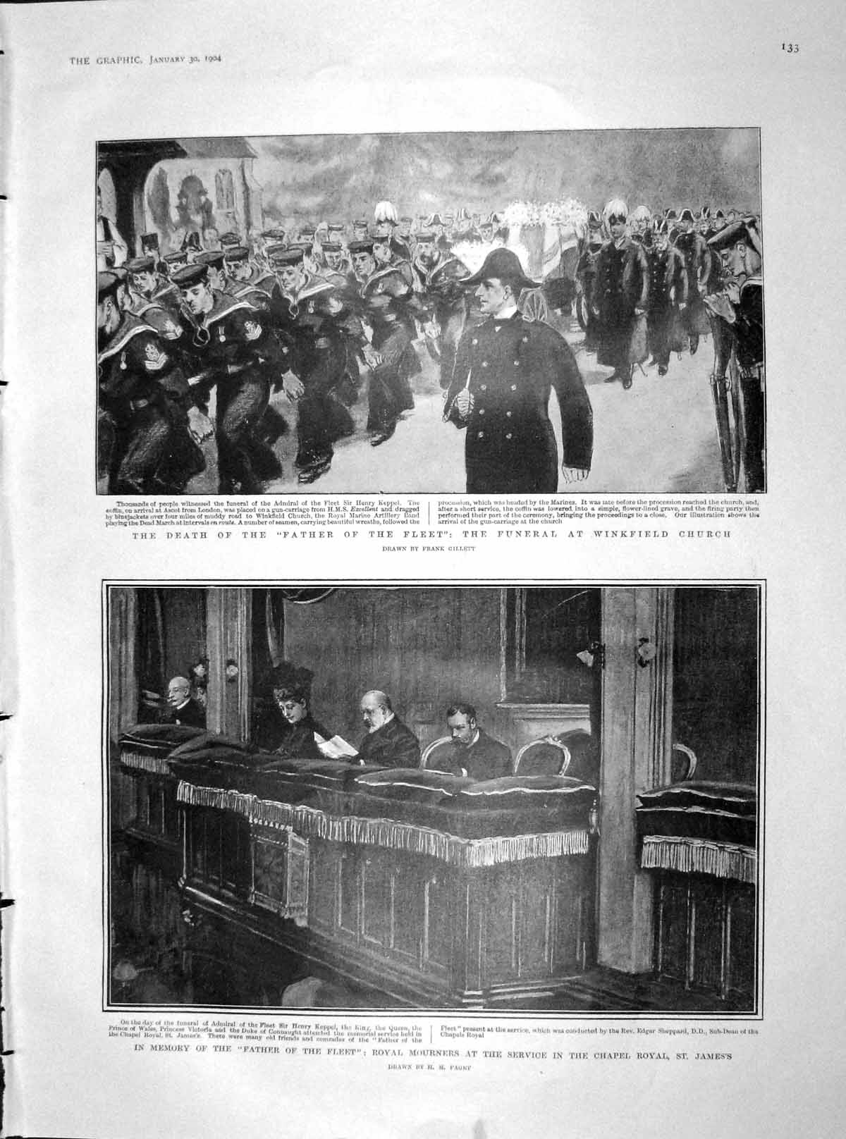 Old Antique Print 1904 Funeral Keppel Winkfield James'S Castalia Endymion 20th