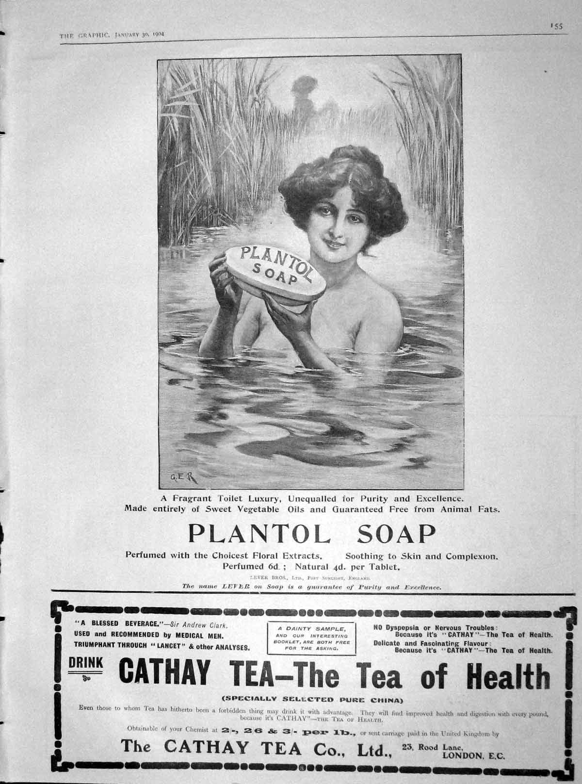 Original Old Antique Print 1904 Advertisement Plantol Soap Lever Brothers 20th