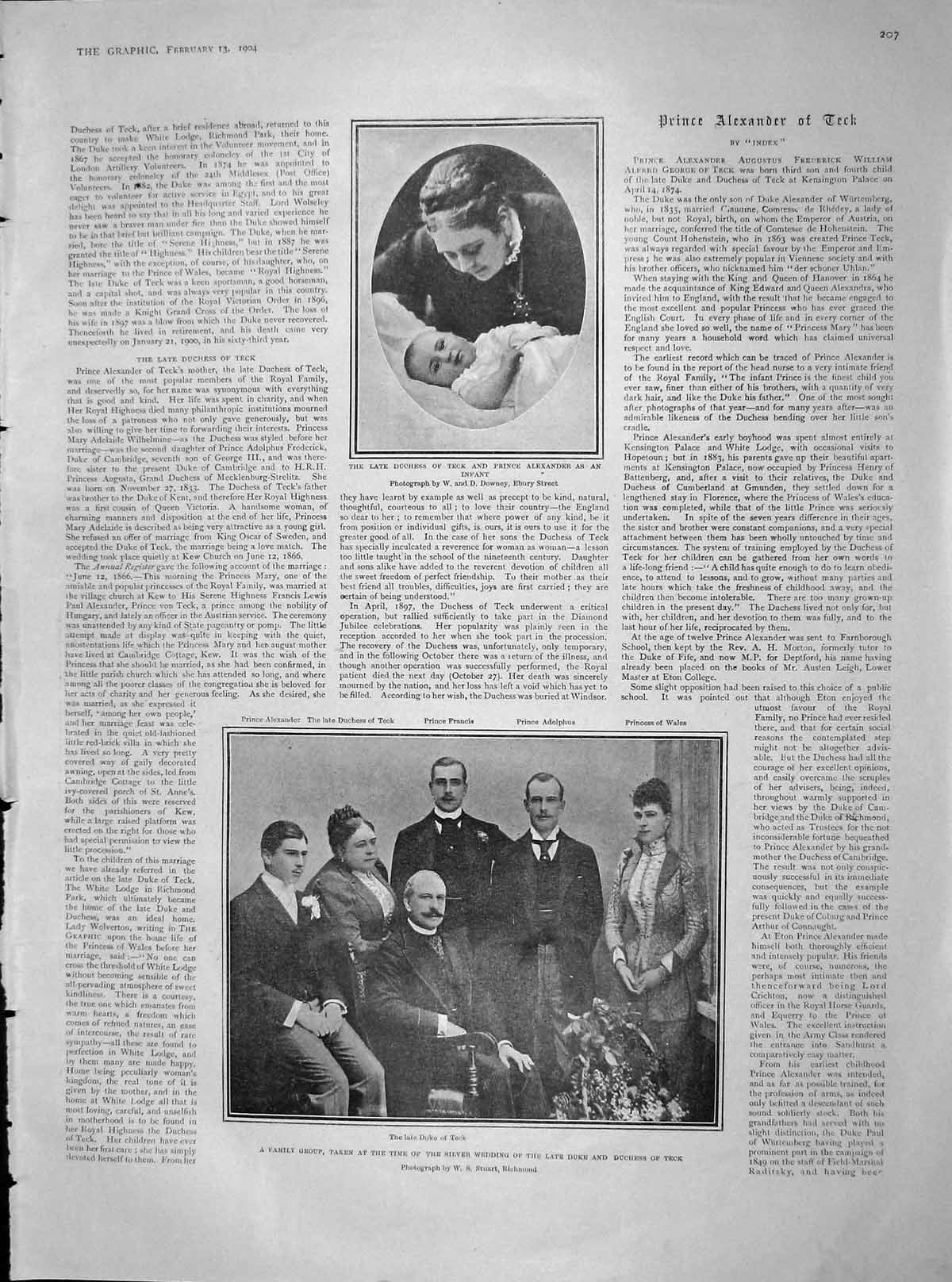 Original Old Antique Print 1904 Duchess Teck Prince Alexander Silver Wedding