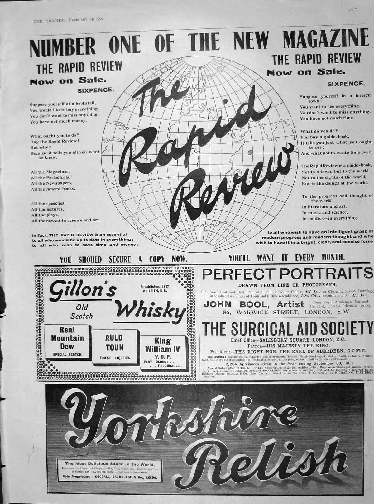 Original Old Antique Print 1904 Yorkshire Relish Gillon'S Whisky Rapid Review