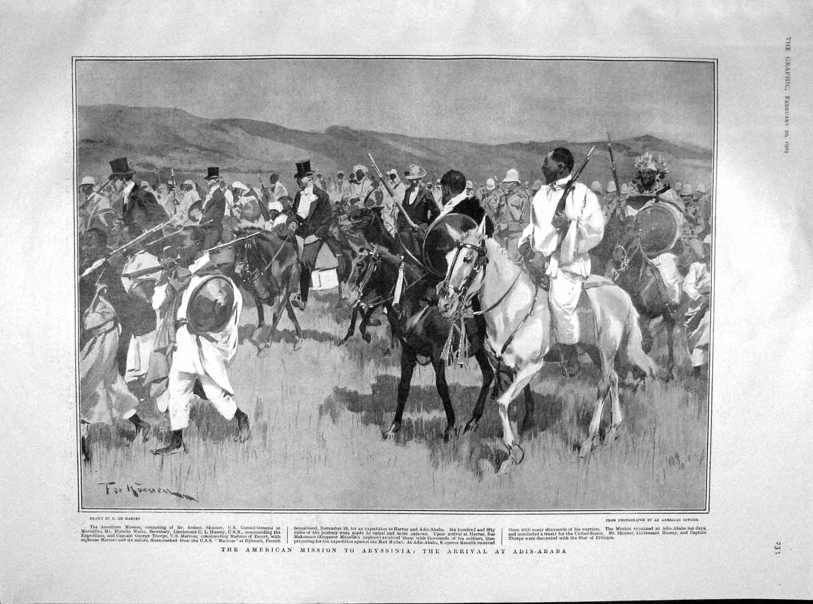 Original Old Antique Print 1904 American Mission Abyssinia Adis-Ababa Osborne