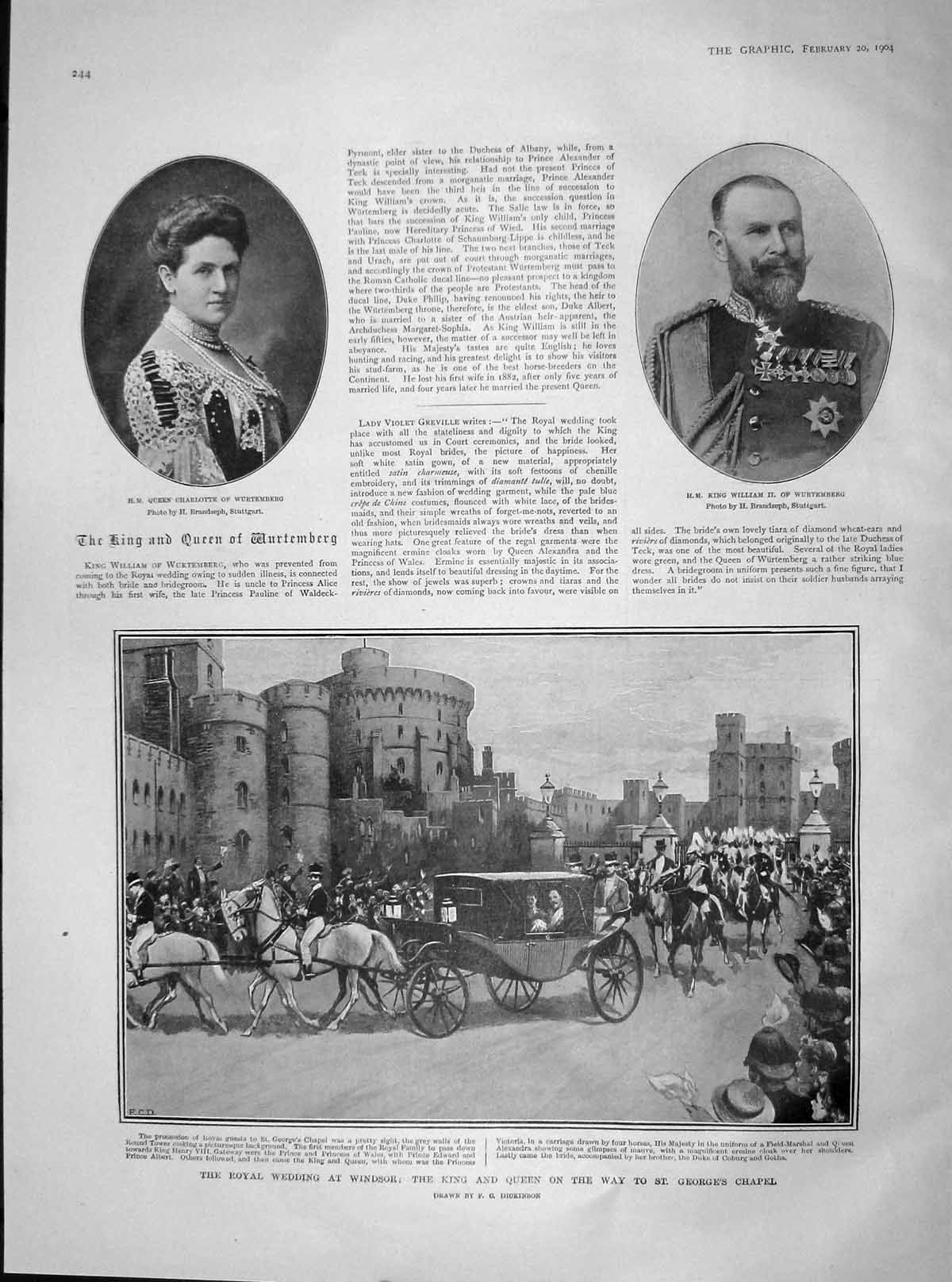 Original Old Antique Print 1904 Wurtemberg Wedding Windsor Motor Show Crystal