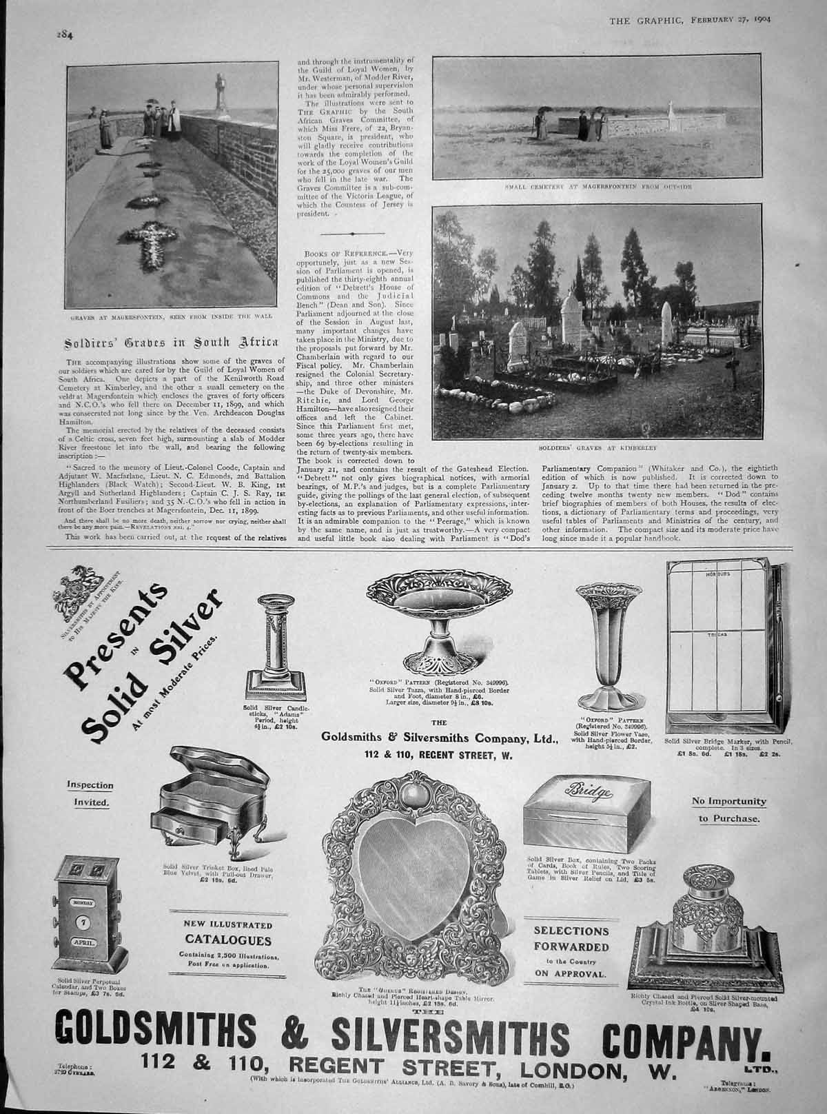 Original Old Antique Print 1904 Graves Magersfontein Siers Kimberley Gsmith