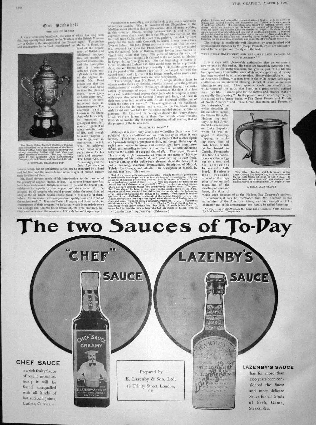 Old Antique Print 1904 Football Challenge Cup Rifle Club Trophy Lazenby 20th