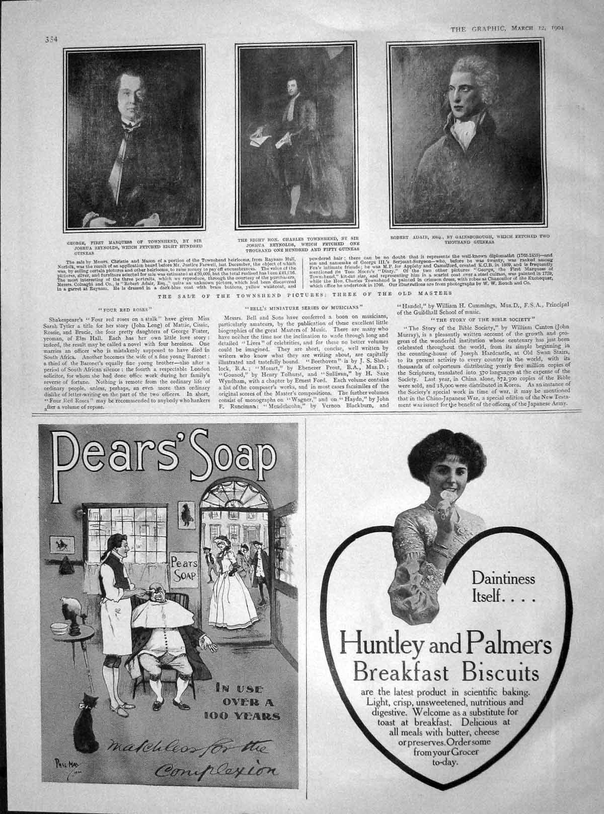 Original Old Antique Print 1904 Townshend Adair George Charles Reyns Pears Soap