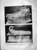 Old Antique Print 1904 Monument Gladstone Hawarden Church Submarine War 20th