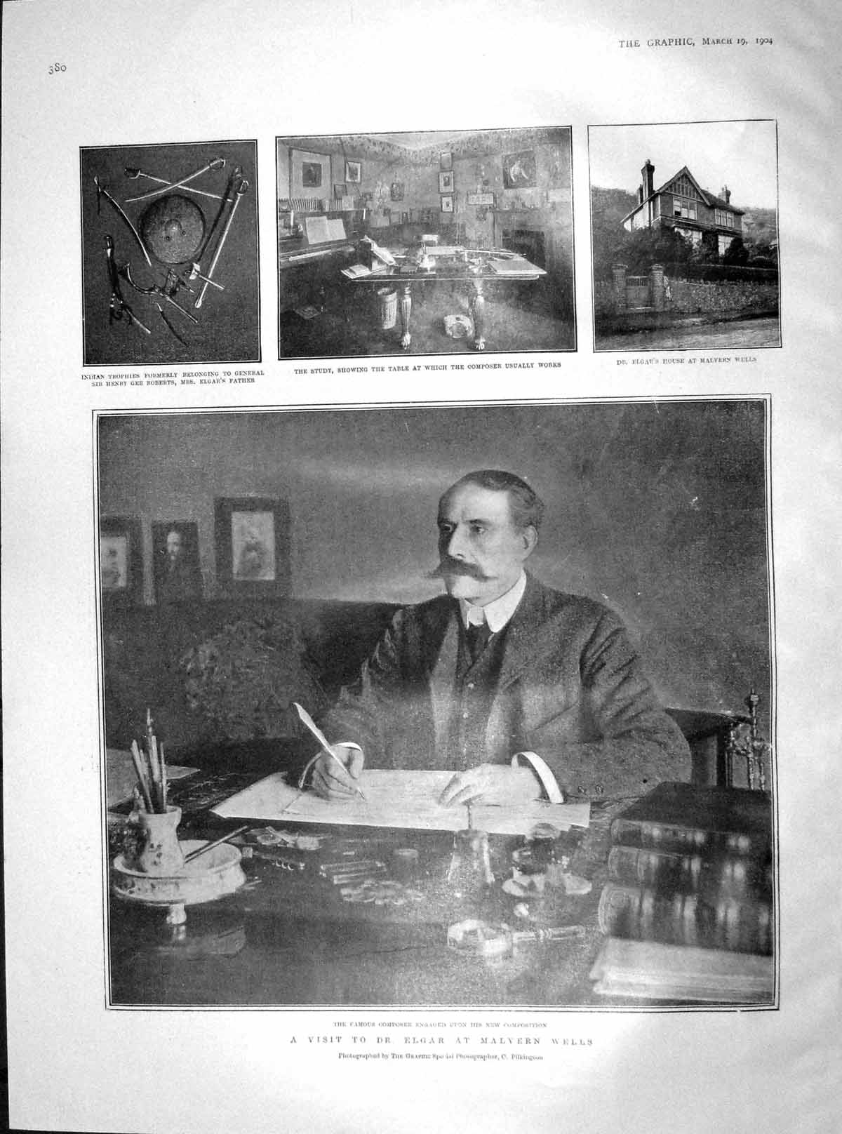 Old Antique Print 1904 Elgar Malvern Wells Kuropatkin War Office Russia 20th