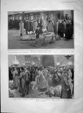 Original Old Antique Print 1904 Russian Sanitary Brigade Petersburg War Church