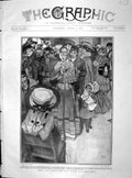 Original Old Antique Print 1904 St. Petersburg War Russia Familie Waiting Army