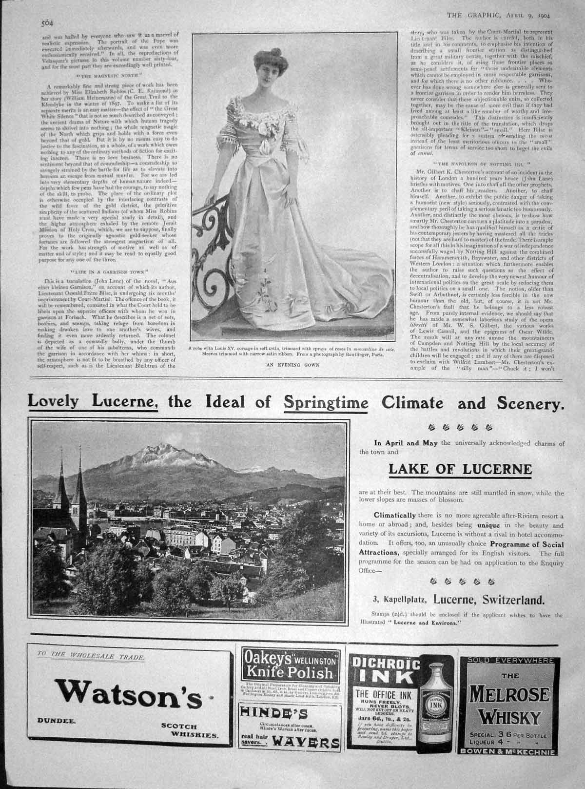 Original Old Antique Print 1904 Ladies Fashion Evening Gown Louis Robe Lucerne